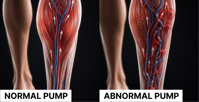 Deep veins and one-way valves in the calf